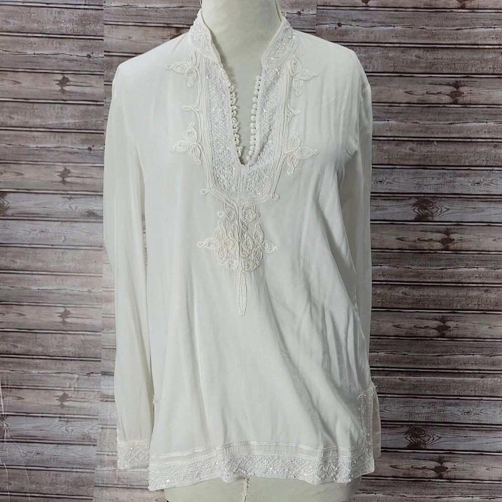 Ralph Lauren Women's Embroidered Long Sleeves Blouse/ Tunic Sz XL Polo Jeans Co